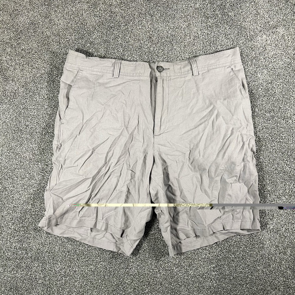 Marc Anthony Luxury Linen Blend Shorts Mens Large Gray Casual Flat Front